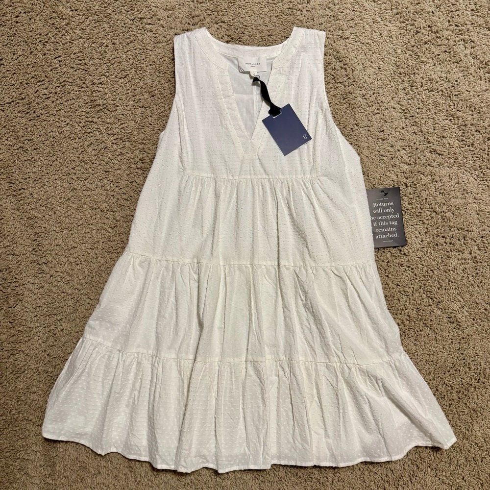 NWT Pomander Place (Tuckernuck) sleeveless white Kenzo dress, sz L